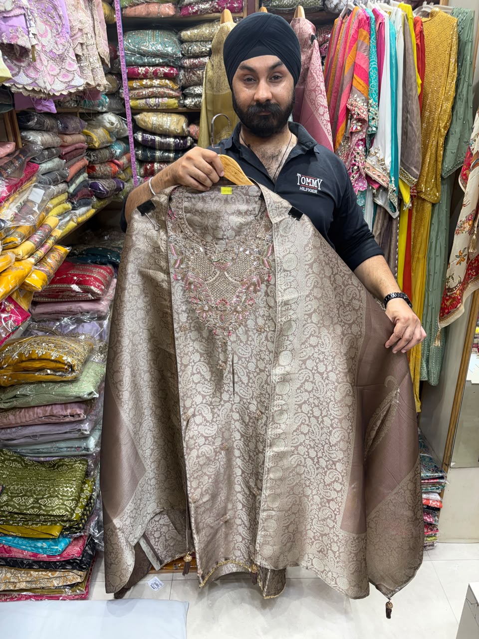 Premium Giraffe Silk Banarsi Handwork Gala