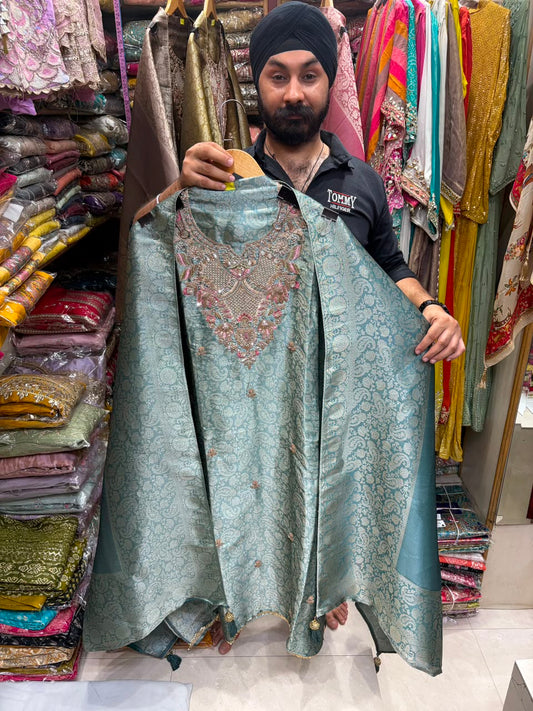 Premium Giraffe Silk Banarsi Handwork Gala