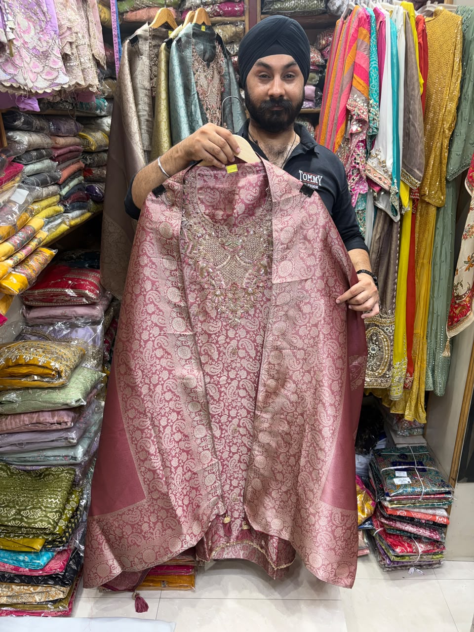 Premium Giraffe Silk Banarsi Handwork Gala