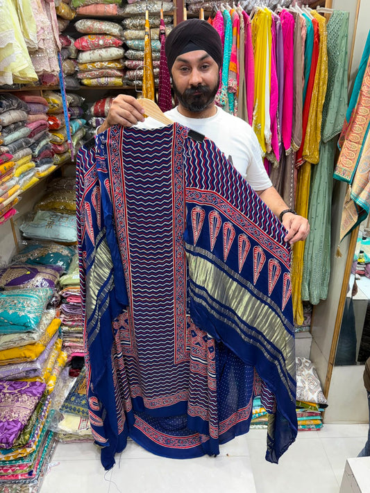Luxury Modal Ajrakh Zari Pallu Dupatta Limited Edition