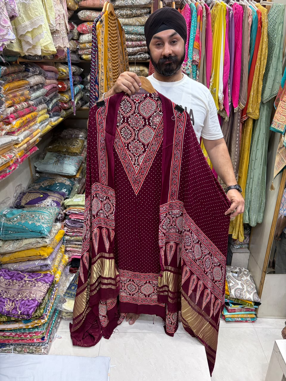Luxury Modal Ajrakh Zari Pallu Dupatta Limited Edition