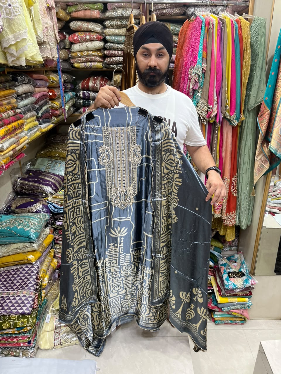 Gajji New Ajrak Print Zari Neck Edition no 30