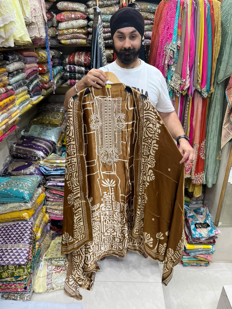 Gajji New Ajrak Print Zari Neck Edition no 30