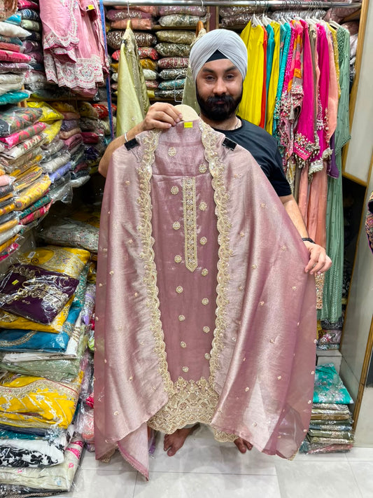New Giraffe Shimmer Heavy Border Suit Dupatta