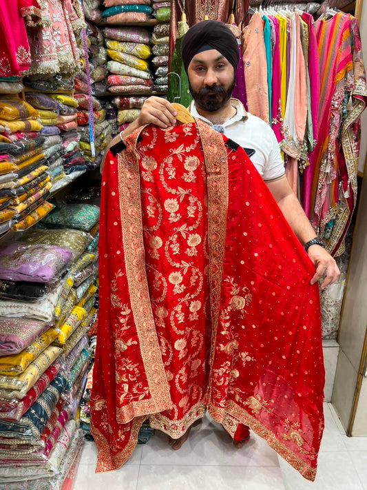 Banarasi Silk Heavy Dabka Bridal Suit - profoundly luxurious
