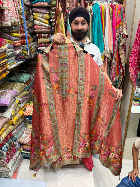 Luxury Banarasi Jacquard Positin Print - New