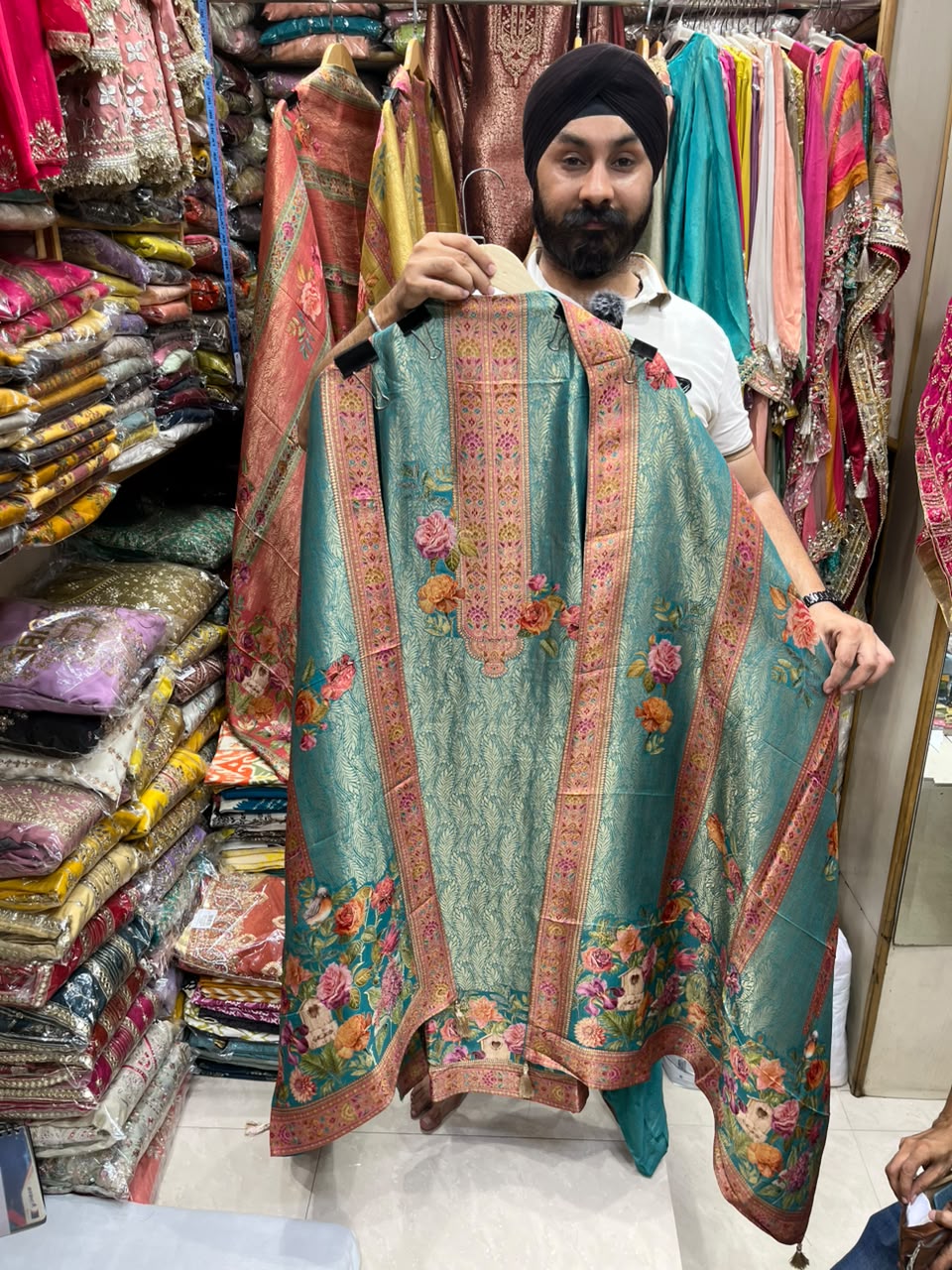 Luxury Banarasi Jacquard Positin Print - New