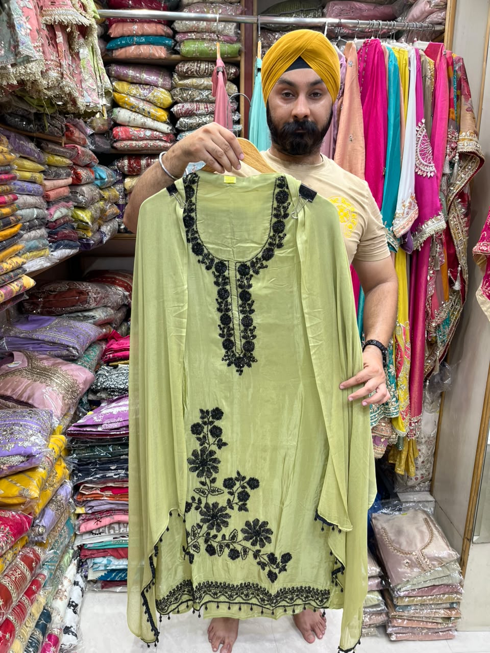 Organza Beads & Nalki Work Designer Suit