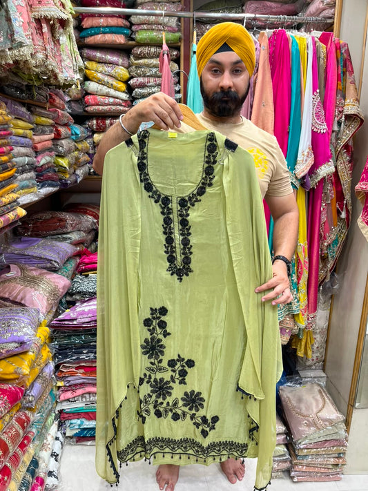 Organza Beads & Nalki Work Designer Suit