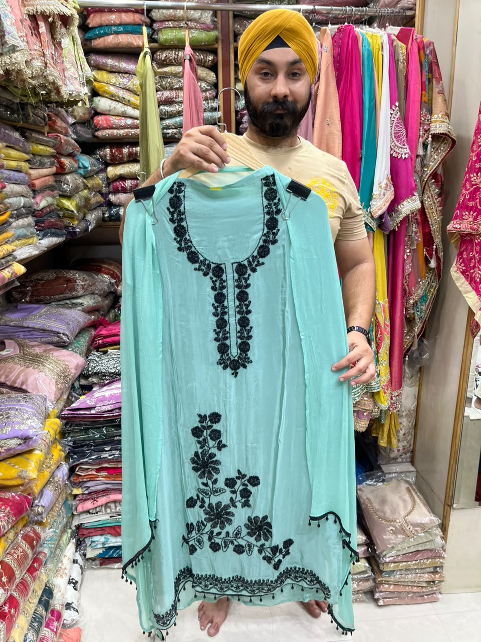Organza Beads & Nalki Work Designer Suit