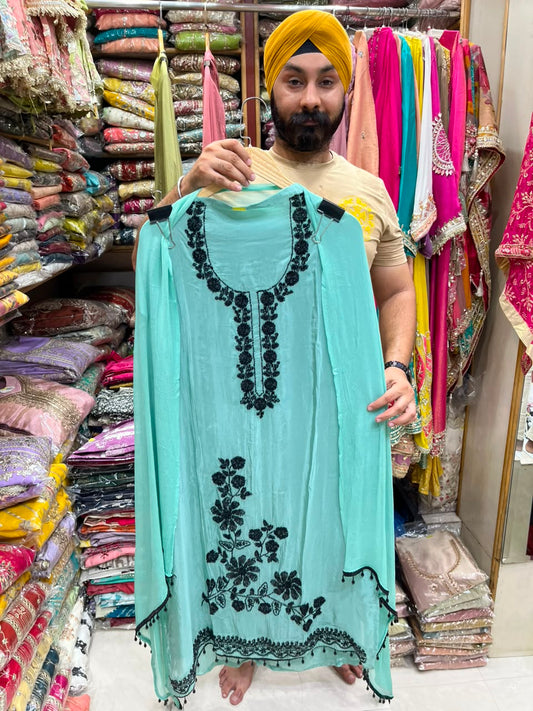 Organza Beads & Nalki Work Designer Suit