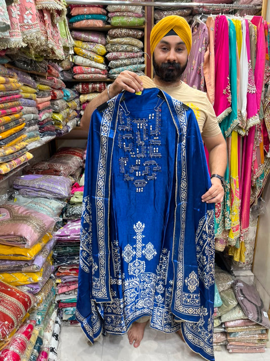 New Gajji Mirror Work Ajrakh Print - Edition no 32