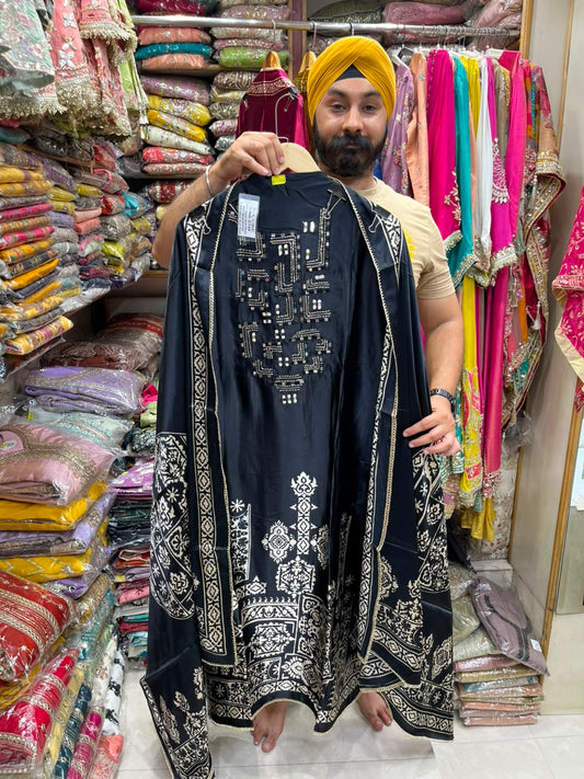 New Gajji Mirror Work Ajrakh Print - Edition no 32