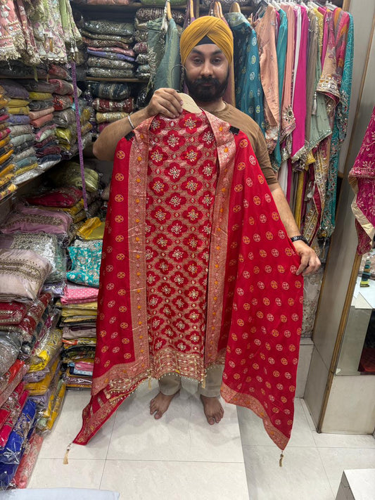 Traditional Heavy  Bhandhej Gotta Suit