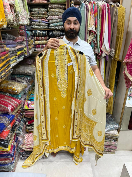 Luxury Modal Silk Gajji Dupatta - Pitta work Edition