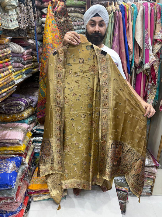 Luxury Shimmer Banarsi Weaving Meenakari Border Dupatta - New