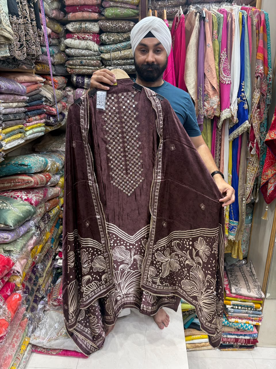 Vibrant Floral Print Gajji Mirror Work - Edition no 34