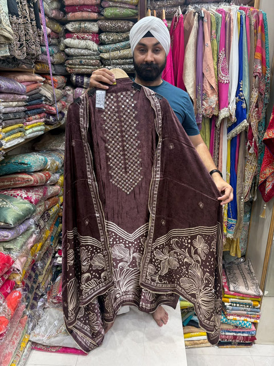 Vibrant Floral Print Gajji Mirror Work - Edition no 34