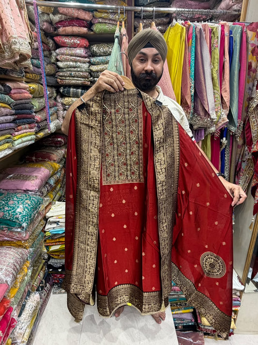 Luxury Kanjivaram Silk Antique Golden 3.0 - Solo Ruby Mehroon