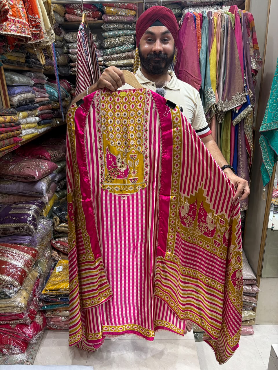 Gajji Silk Stripes Floral With Mirror Gala - Edition no 35