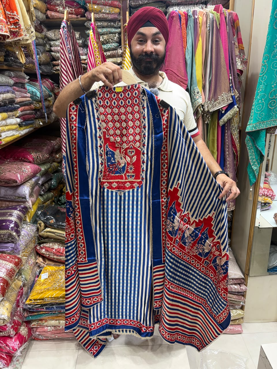 Gajji Silk Stripes Floral With Mirror Gala - Edition no 35