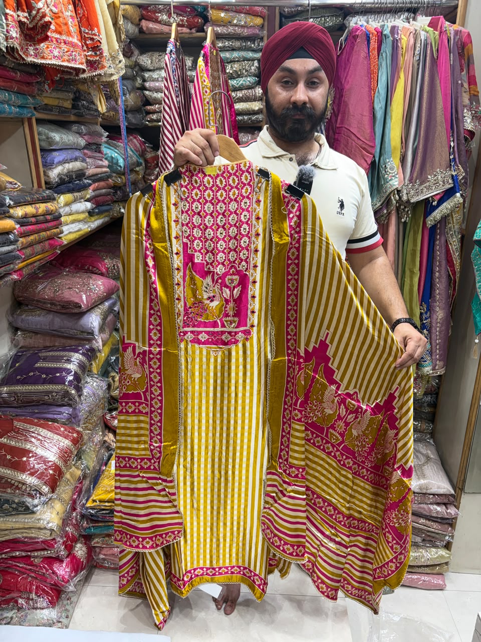 Gajji Silk Stripes Floral With Mirror Gala - Edition no 35