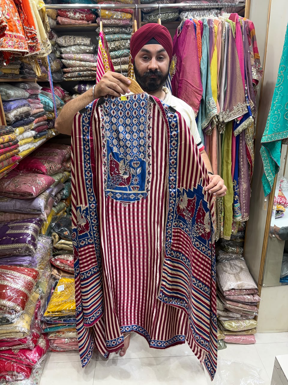Gajji Silk Stripes Floral With Mirror Gala - Edition no 35