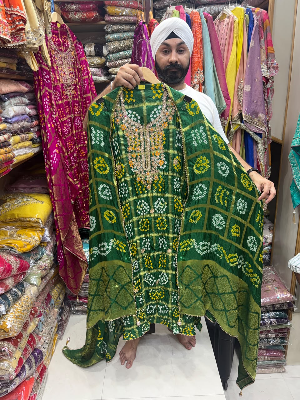Authentic Bandhej Suit Banarsi Border Dupatta - Edition no 2