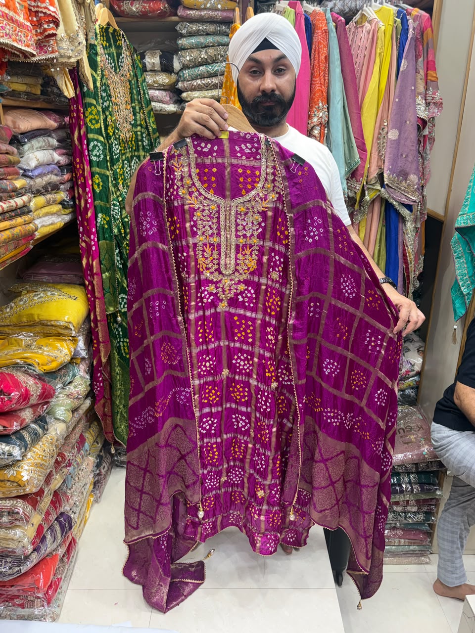 Authentic Bandhej Suit Banarsi Border Dupatta - Edition no 2