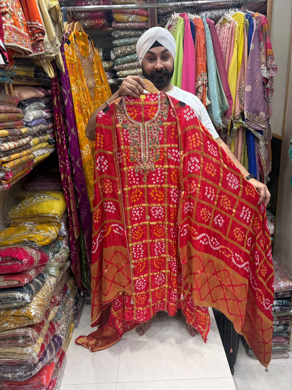 Authentic Bandhej Suit Banarsi Border Dupatta - Edition no 2