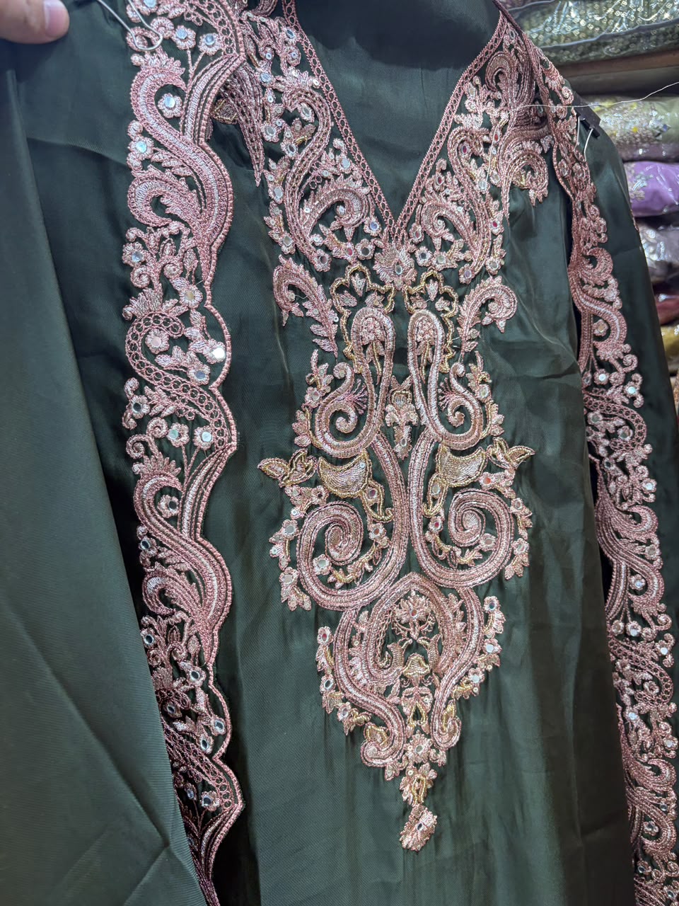 Twill Organza Designer Scalping Dupatta - V Neck