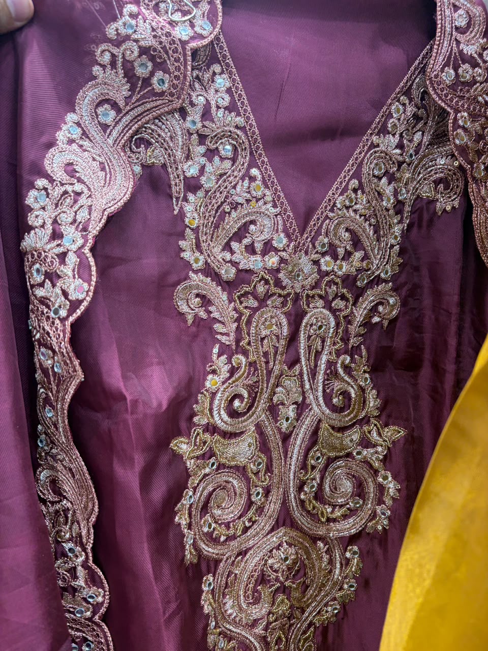Twill Organza Designer Scalping Dupatta - V Neck