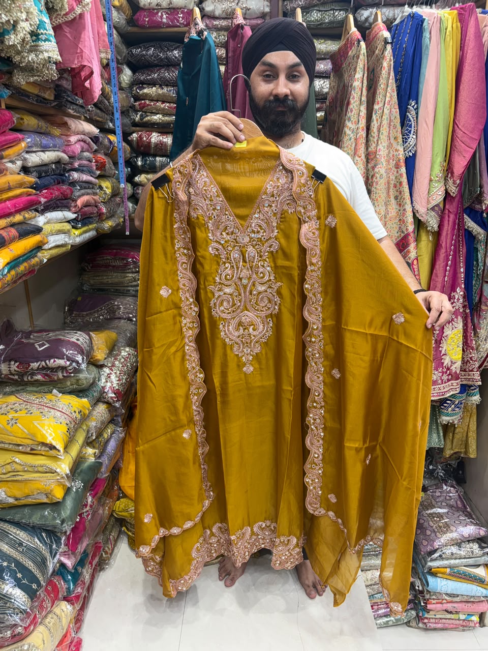 Twill Organza Designer Scalping Dupatta - V Neck