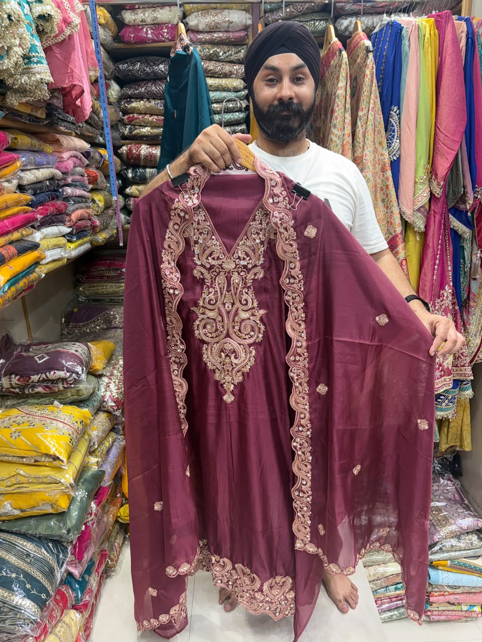 Twill Organza Designer Scalping Dupatta - V Neck
