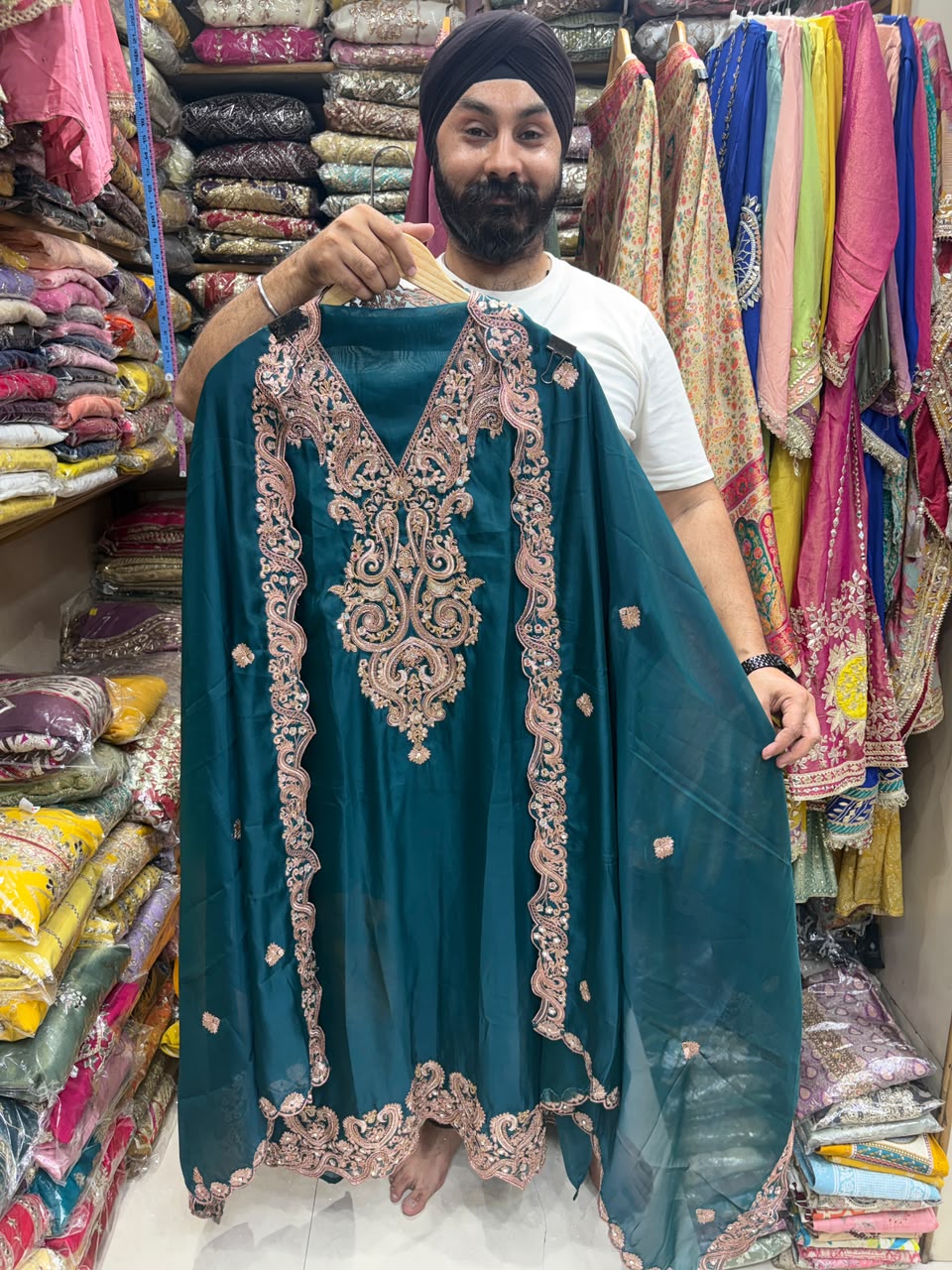 Twill Organza Designer Scalping Dupatta - V Neck