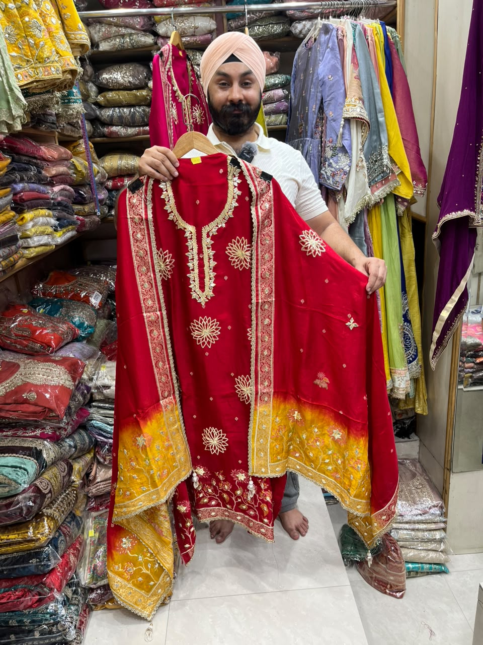 Exclusive Dola Silk Banarsi Gotta Patti Suits