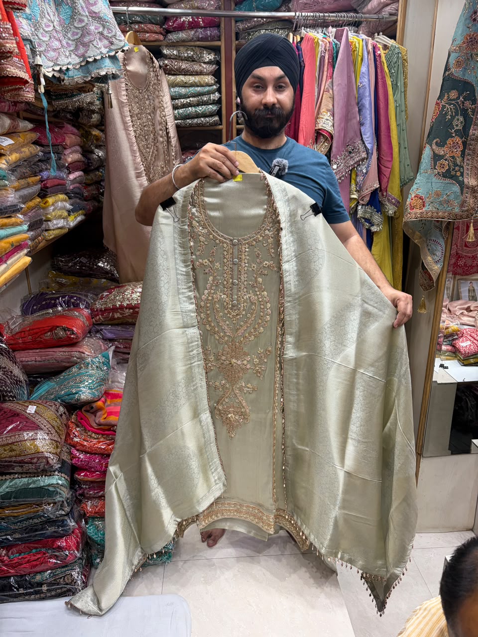 Luxury Handcrafted Ziraffe Shimmer Banarsi Dupatta Suits