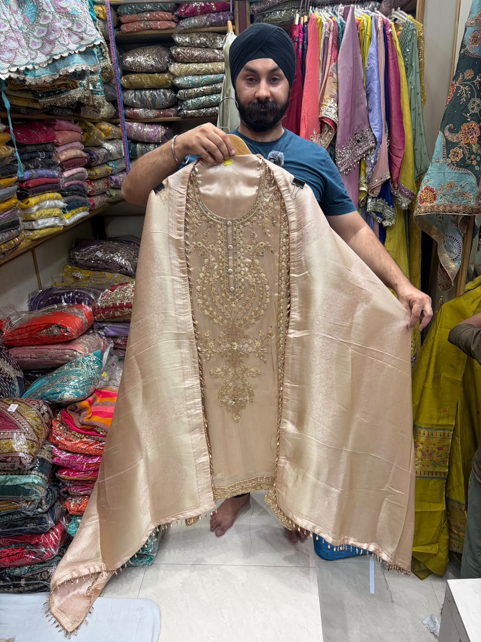 Luxury Handcrafted Ziraffe Shimmer Banarsi Dupatta Suits