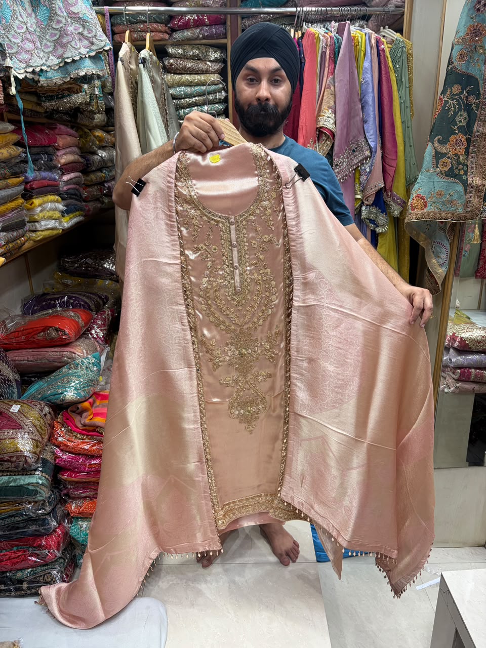 Luxury Handcrafted Ziraffe Shimmer Banarsi Dupatta Suits