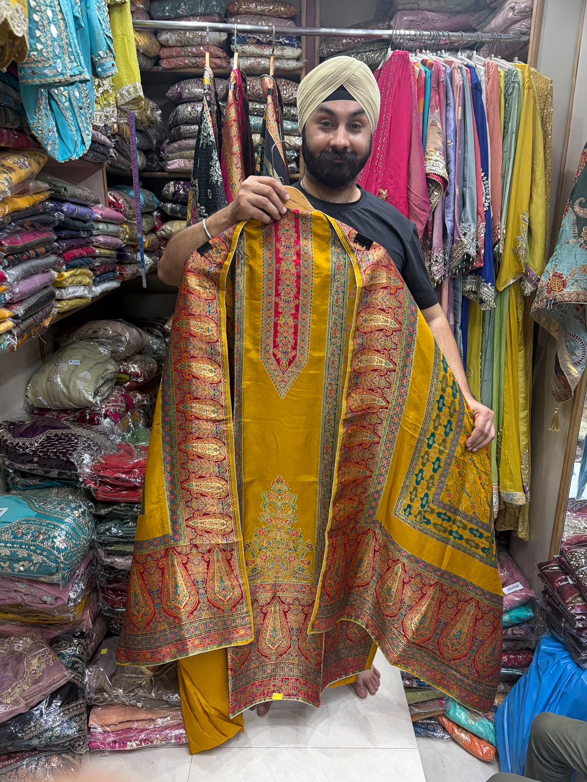 Position Print Banarsi Weaving Silk Suit