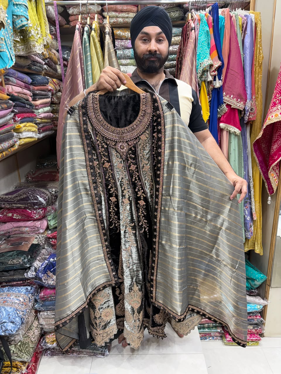 Latest Velvet Short Anarkali Suit Heavy Embellished