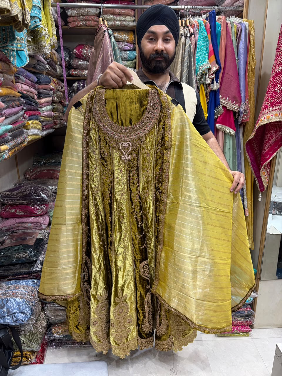 Latest Velvet Short Anarkali Suit Heavy Embellished