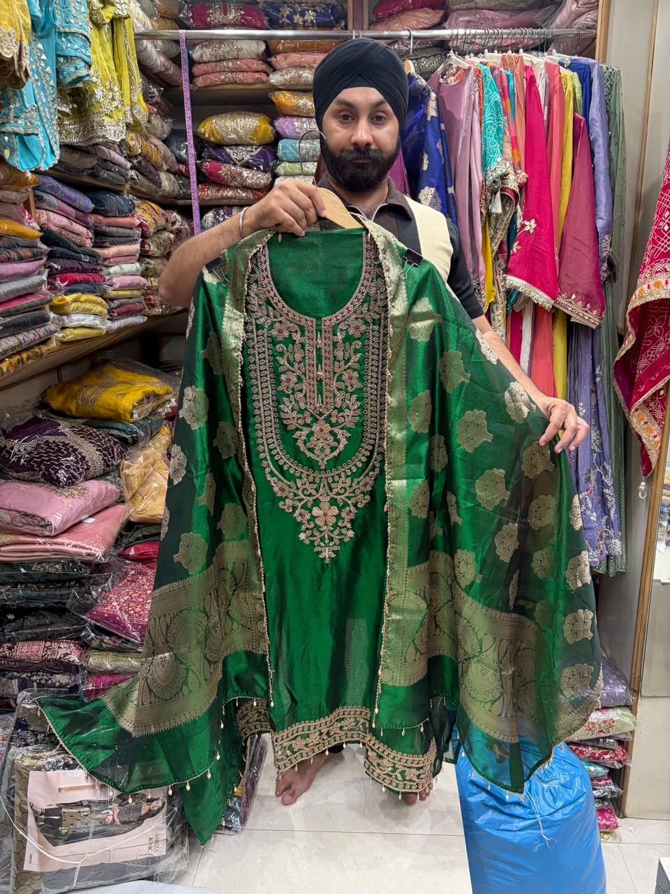 Royal Tissue Silk Beads Work Suits - Dark Colors